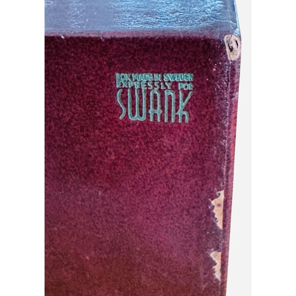 Vintage SWANK Designer Burgundy Faux Leather Jewelry Box Made in Sweden - Picture 9 of 12